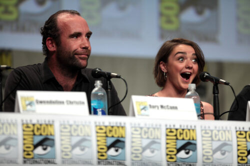 Rory McCann and Maisie Williams at San Diego Comic Con, 25 July 2014